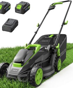 STEELITE Cordless Lawn Mower, 20V Battery Powered Lawn Mower 13 Inch with 2 x 4.0Ah Batteries & Charger, Brushless Electric Lawn Mower, Up to 50 Min Runtime